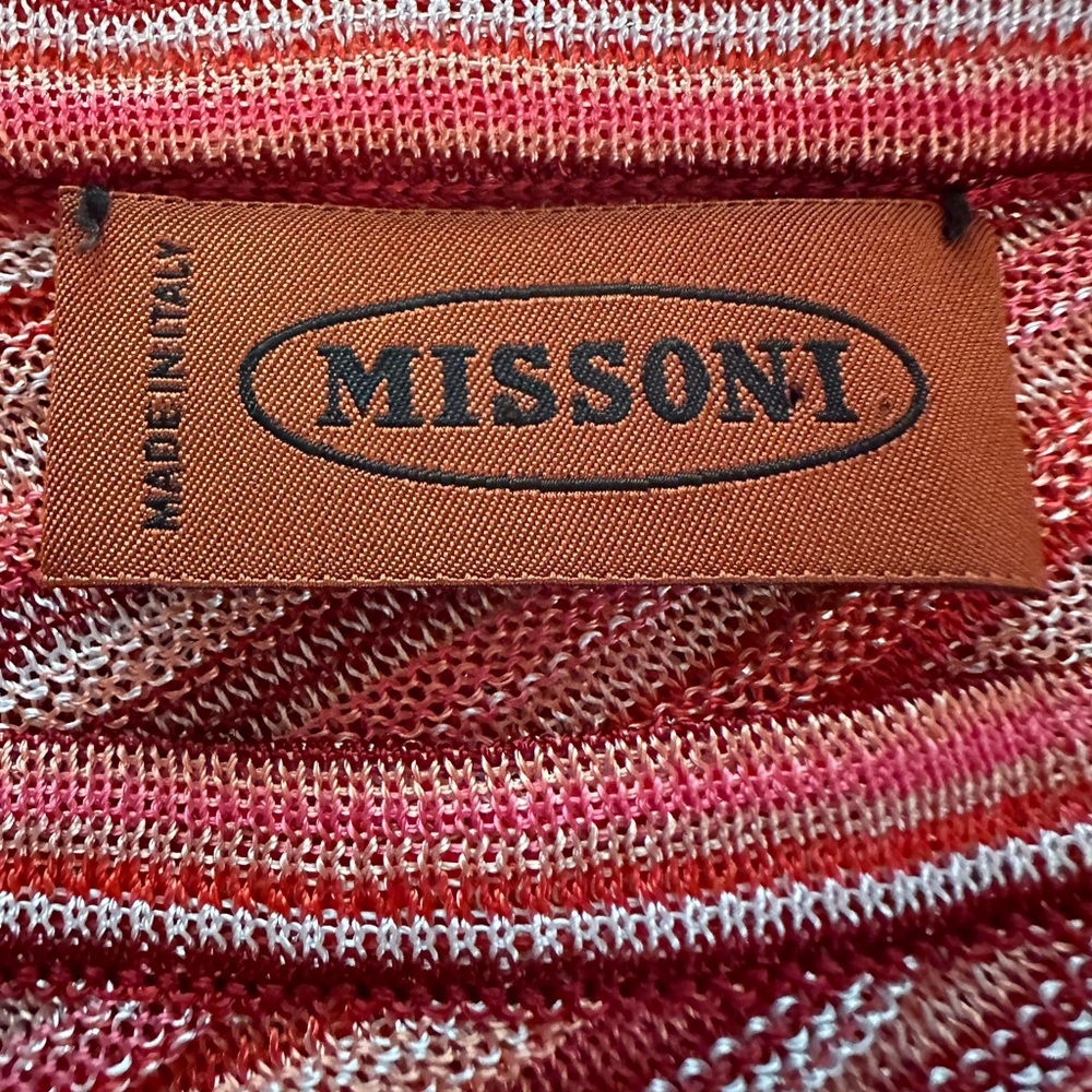Missoni diagonal striped red silver metallic thread OS asymmetrical cape/shawl - Picture 11 of 13